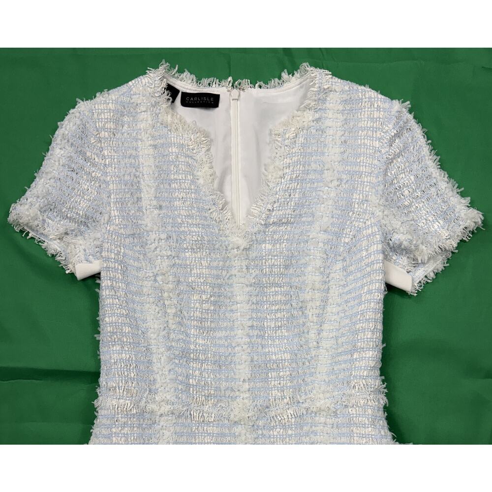 Carlisle Collection white & blue tweed short sleeve Old Money dress Size 0 - Picture 4 of 12